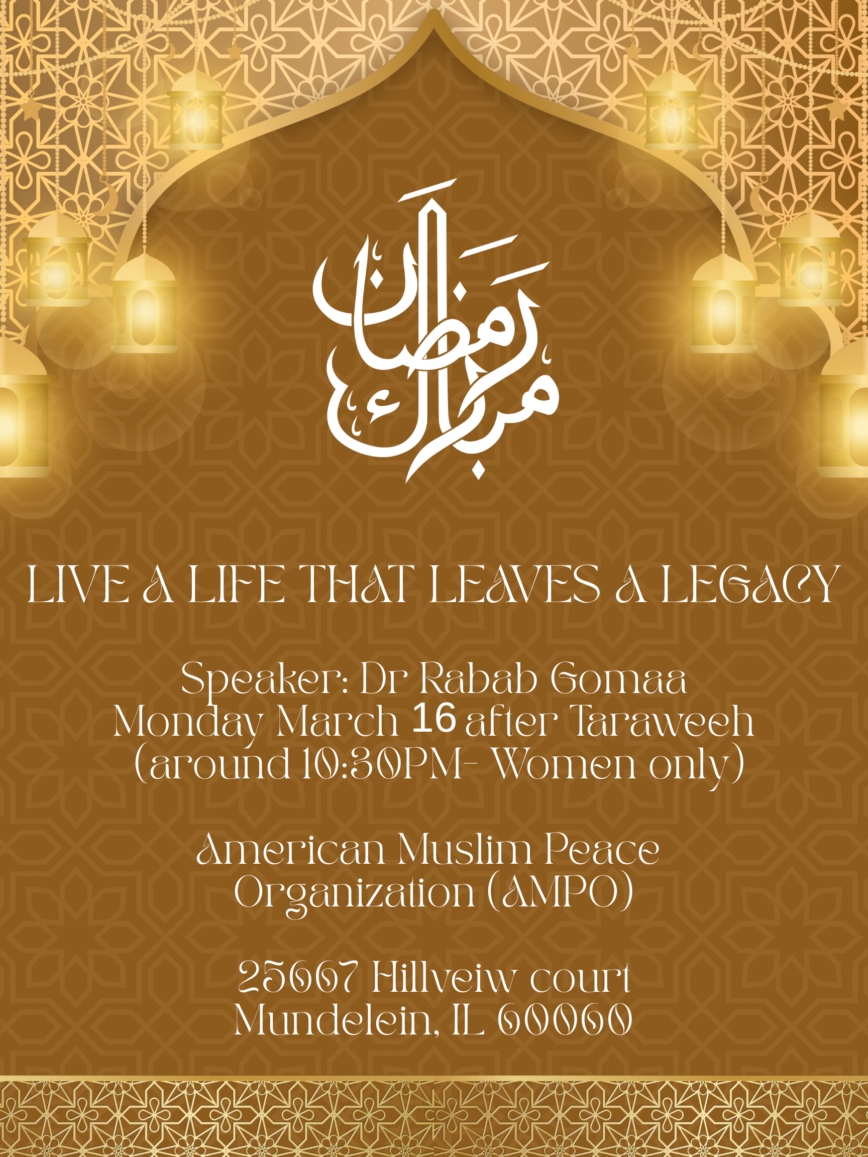 Live a life that leaves a legacy - Dr Rabab Gomaa Event