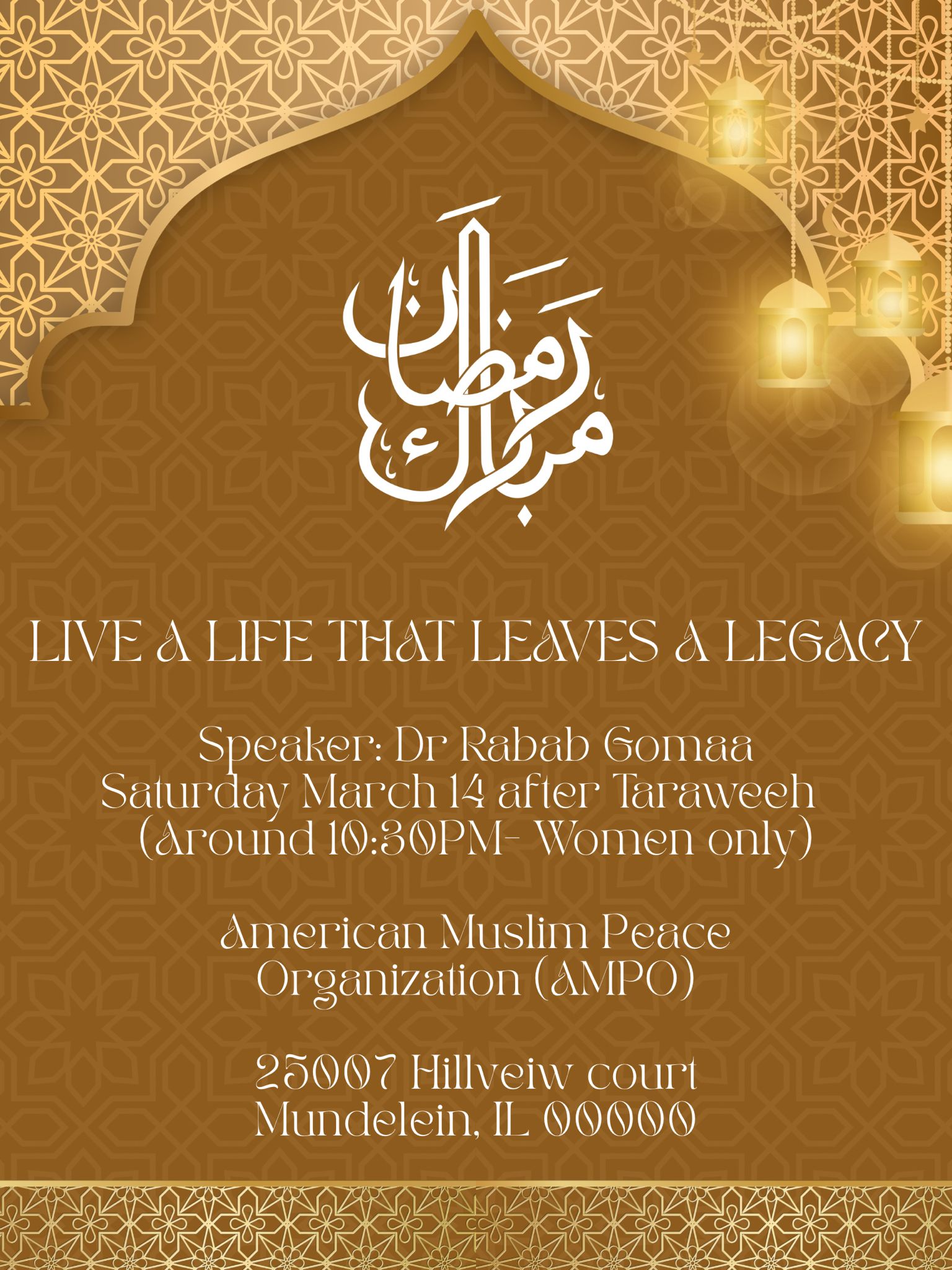 Live a life that leaves a legacy - Dr Rabab Gomaa Event