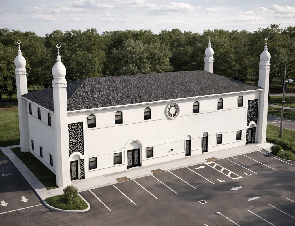 Architectural rendering of the completed Masjid Al Huda